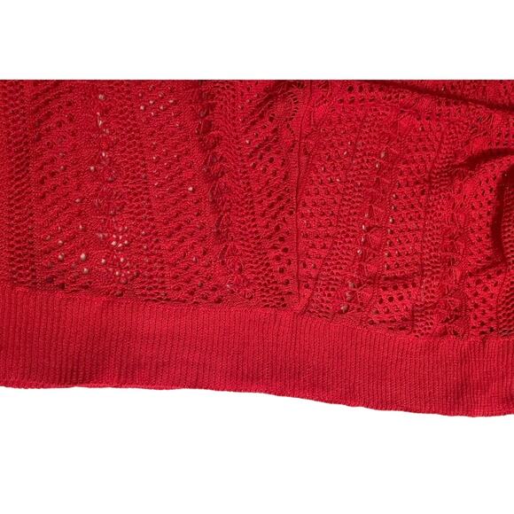 BCBG Maxazria Crocheted Linen Cotton Blend Bohemian Top Pink Lge Oversized Retro - Picture 6 of 8